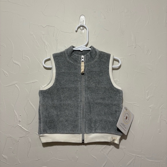 NWT Burt’s Bees Baby grey velvet jersey-lined quilted vest (12 months) - Picture 1 of 4